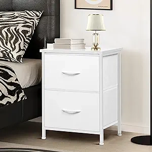 Table de nuit blanche LOFTEY avec 2 tiroirs - Petite table de chevet pour enfant