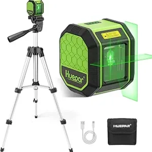 Niveau Laser Vert 100ft HUEPAR avec Trépied - Autonivelant Rechargeable