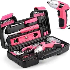 Coffret Tournevis Électrique 112 pièces - Kit Outils Complet Rose
