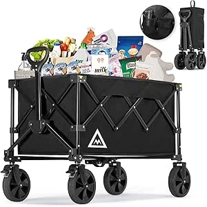 Chariot de courses pliable tout terrain avec roues - Chariot de plage jardin camping