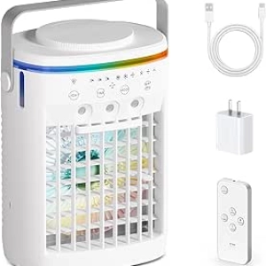 Climatiseur Portable 4 en 1 avec Ventilateur, Humidificateur et Veilleuse