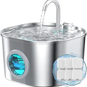 Fontaine à Eau pour Chat Inox 2.2L - Distributeur Automatique Silencieux