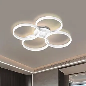 Plafonnier LED 30W Design 4 Anneaux - Dimmable 3500K-6500K, Télécommande et App