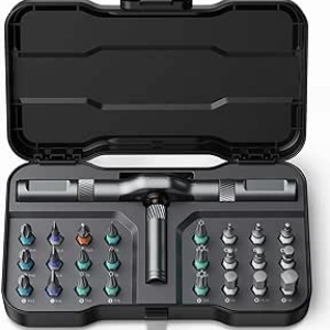 Tournevis Magnétique 24 en 1 - Kit de Réparation Professionnel avec Manche Cliquet