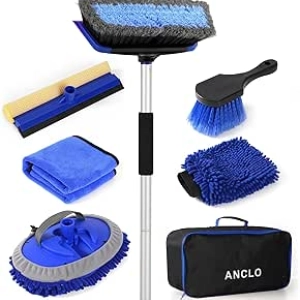 Brosse de Lavage Voiture 62'' - Kit Complet Anti-Rayures avec Gant et Raclette