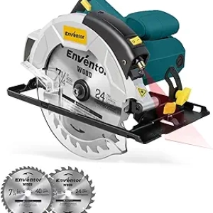 Scie Circulaire 185mm ENVENTOR 1200W - Guide Laser et 2 Lames