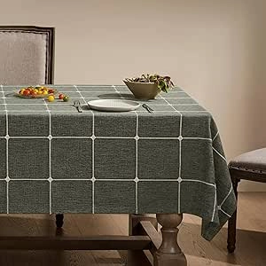 Nappe Vert Olive 60x104 cm ZeeMart - Lin Coton Imperméable Bohème Chic