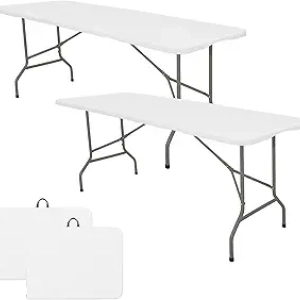 Lot de 2 Tables Pliantes 180cm - Tables de Camping Portables avec Poignée