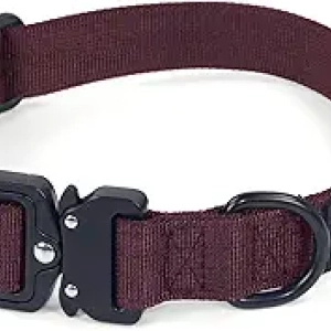 Collier Chien Robuste Bordeaux L - Nylon Résistant avec Boucle Métallique