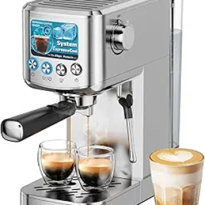 Machine à Espresso 20 Bar avec Mousseur à Lait - Acier Inoxydable