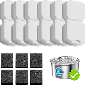 Filtre Fontaine Chat Inox S17 - 12 Filtres Remplacement (6 Carbone + 6 Mousse)