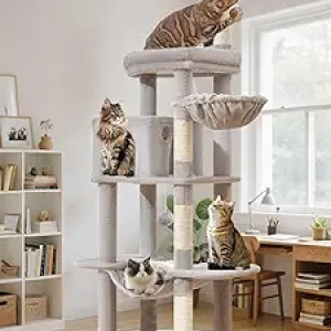 Arbre à Chat Géant 66 pouces MS042W - Tour Multi-Étages pour Grands Chats