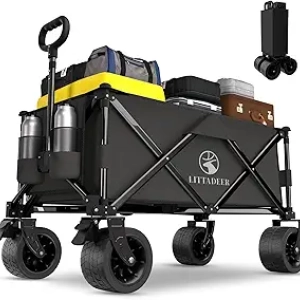 Chariot de Plage Pliable Tout-Terrain - Chariot de Jardin 330kg avec Freins