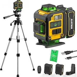 Niveau Laser 4D Autonivelant 360° avec Trépied - Alloymann Vert