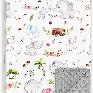 Couverture Bébé Douce Plush 30x40 - Designs Éléphant Floral Neutre