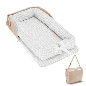 Nid de Bébé Portable Respirant Gris - Lounger Nouveau-né Ergonomique 0-12 Mois