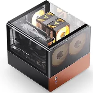 Boîtier PC JONSBO V12 Black Micro ATX - Design Verre Courbé & Bois Noyer
