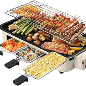 Gril électrique 2-en-1 OVENTE 1500W sans fumée - Raclette et BBQ coréen