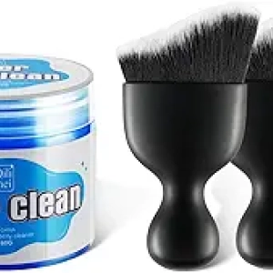 Kit Nettoyage Voiture SINGARO - Gel Nettoyant + 2 Brosses Intérieur Auto