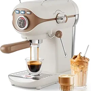 Machine à Espresso 20 Bar Professionnelle avec Mousseur à Lait - Blanche