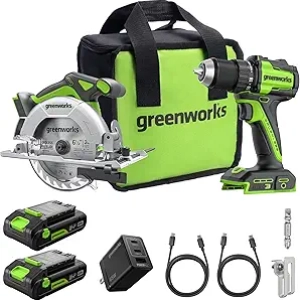 Kit Perceuse Visseuse + Scie Circulaire 24V Greenworks Brushless