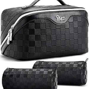 Trousse Maquillage Voyage Femme 3 Pièces - Cuir Vegan Imperméable