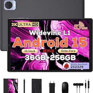Tablette Android 15 10.4" 2K - 36GB RAM + Clavier Souris Stylus Inclus