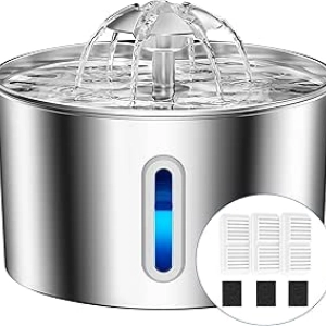Fontaine à Eau pour Chat Inox 2.2L - Distributeur Automatique Silencieux avec Filtration