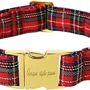 Collier Chien Écossais Ajustable - Motif Tartan Noir Rouge Noël
