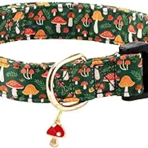 Collier pour Chien Coton Motif Champignon - Ajustable S à L