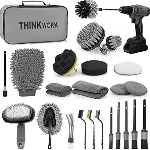 Kit Detailing Auto THINKWORK 27 Pièces - Brosses Perceuse Professionnelles