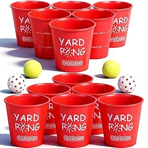 Jeu de Lancer Yard Pong Géant - 12 Seaux pour Jardin, Plage et Camping
