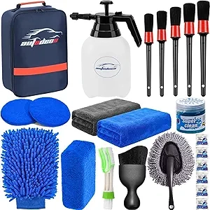 Kit Détailing Auto 23 Pièces Complet - Nettoyage Voiture Intérieur & Extérieur
