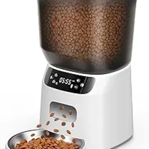 Distributeur Automatique Croquettes Chat - Gamelle Inox, 6 Repas/Jour