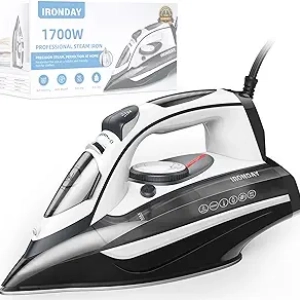 Fer à Repasser Vapeur 1700W - Chauffage 20s, Réservoir 400ml, Semelle Céramique