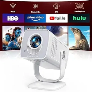 Mini Projecteur WiFi 6 4K 1080P Android 13 - Portable 270° avec Bluetooth 5.4