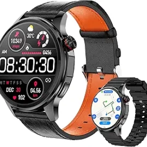 Montre Connectée Homme GPS - Smartwatch Fitness 1.46" Tactile + 2 Bracelets