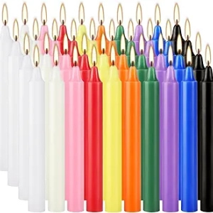 Lot de 40 Bougies Chime Colorées - Bougies Rituelles 10 cm pour Décoration et Rituels