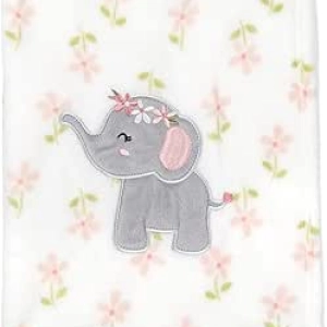 Couverture Bébé Polaire Éléphant Fleur 30x36 - Douce et Confortable