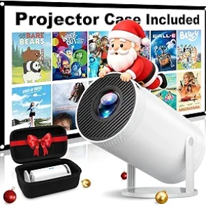 Mini Projecteur 1080P Portable avec Étui - 4K, 270° Rotatif