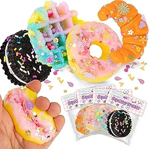 Jouets Anti-Stress Squishy Desserts - Pack de 4 Fidget Toys Mous pour Enfants et Adultes