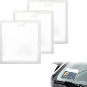 Porte-Vignette Voiture Adhésif - Pochette Pare-Brise Transparent pour Carte Stationnement