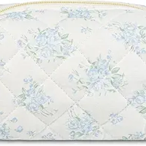 Trousse de Maquillage Floral Matelassée Coton - Pochette Coquette Femme