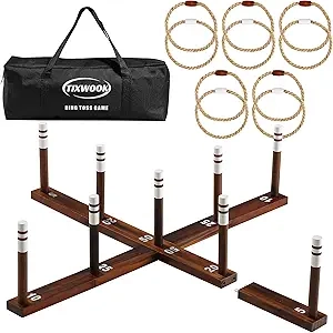 Jeu de Lancer d'Anneaux Ajustable - Jeux de Jardin pour Famille
