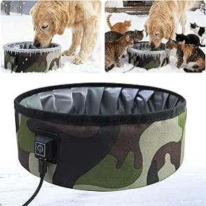 Gamelle d'eau chauffante pour animaux 3L - USB, pliable, imperméable hiver