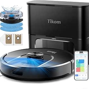 Robot Aspirateur Laveur Tikom L8000 Plus - 6000Pa, Vidage Automatique 90 Jours