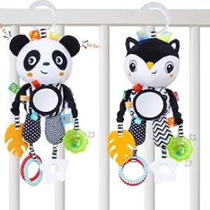 Jouets Hochet Noir et Blanc pour Bébé - Jouets Sensoriels Contraste pour Nouveau-né 0-12 Mois