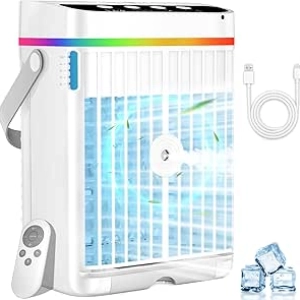 Climatiseur Portable 1250ml - Ventilateur Refroidisseur 4 en 1 avec Humidificateur