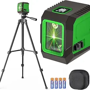 Niveau Laser Vert 360° Autonivelant avec Trépied 50" - Croix Horizontale/Verticale