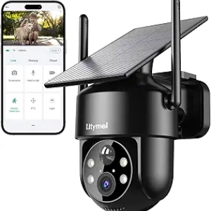 Caméra de Surveillance Solaire 2K WiFi 360° avec Vision Nocturne - Extérieur
